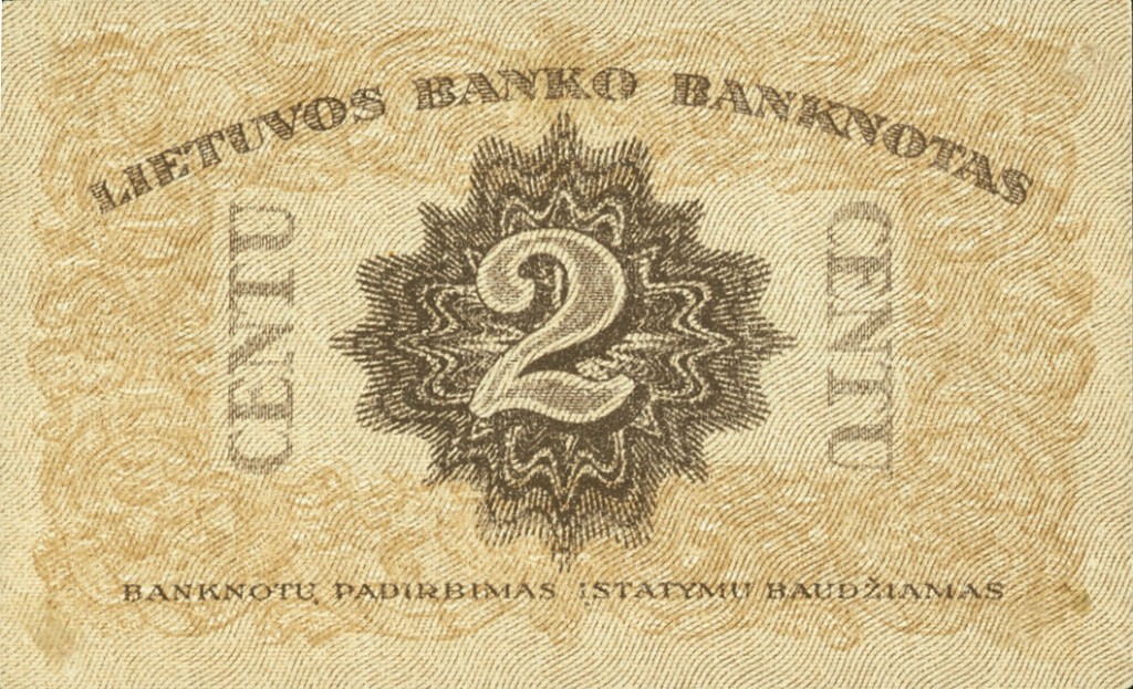 2 centas notes issued on November 16, 1922