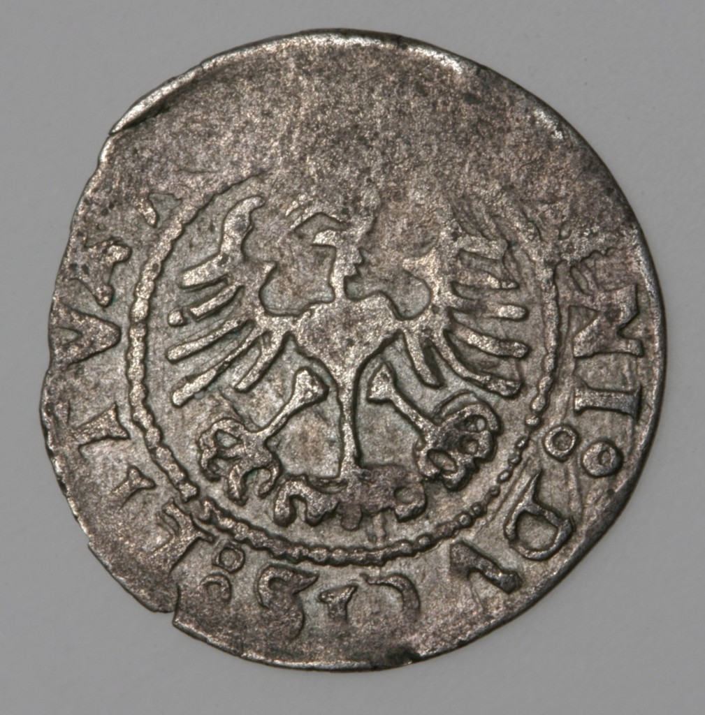 Half-groat of 1529 with the V letter (as The Vilnius Mint). Reverse