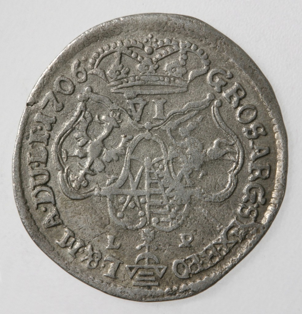Six-groat of Augustus II, 1706. Reverse