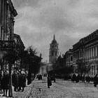 The Mickiewitz Street in1930s (the second on the right  the Vilnius Land Bank)
