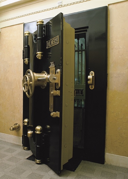 A safe door to the vaults with a drawbridge manufactured by MILNERS (England)