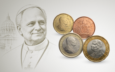 Popiežiaus Leono XIV atvaizdas pasirodė ant naujųjų Vatikano eurų monetų