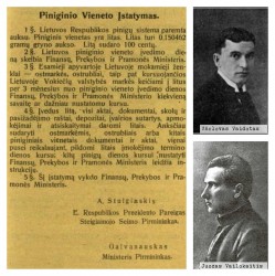 Šimtmečio istorijos. Iš kur atsirado lito pavadinimas?