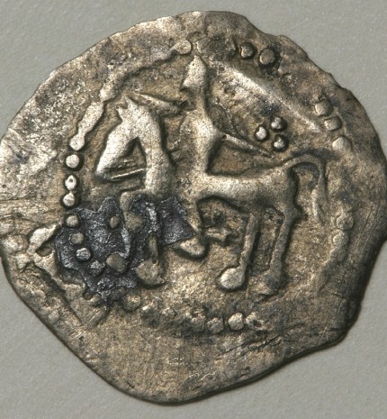 The coin of the end of 14th c. Knight on the obverse