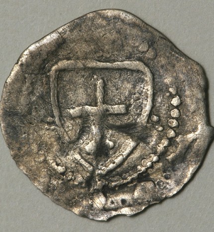 The coin of the end of 14th c. Double Cross on a Shield on the reverse