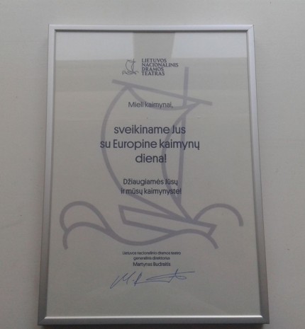 Acknowledgement from the National  Drama Theatre