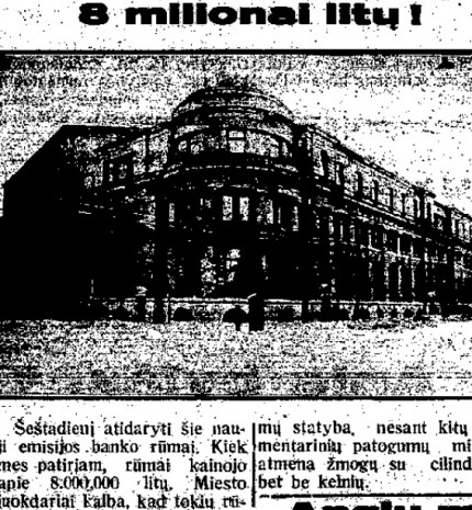 1928 m. gruodžio 9 d. pranešimas laikraštyje 