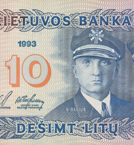 1993 m. laidos 10 litų banknotas (aversas)