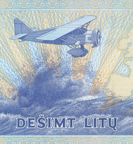 1997 m. laidos 10 litų banknotas (reversas)