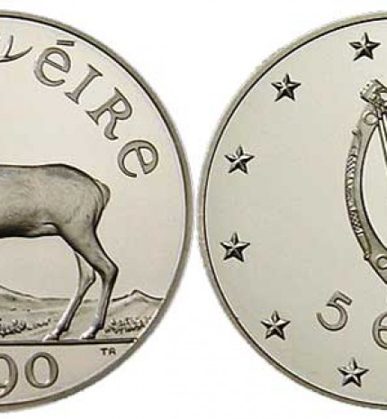 Taip galėjo atrodyti Europos monetos. 1990 m. progionė ekiu moneta skirta Airijos pirmininkavimui EBB