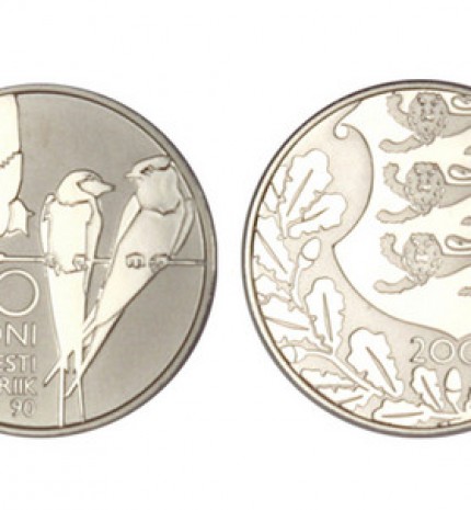 2008 m. laidos platininė kolekcinė 100 Estijos kronų moneta skirta nepriklausomybės šimtmečiui