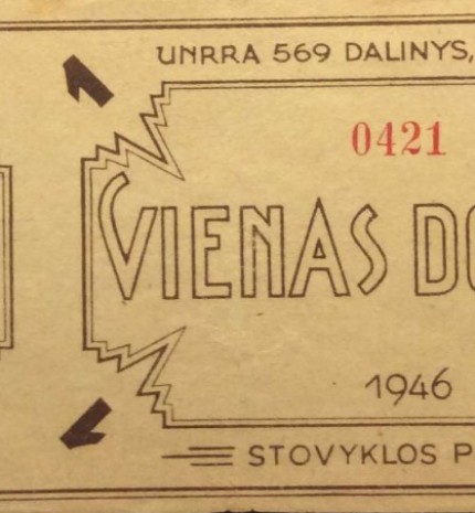 1 doleris, 1946 m. karo pabėgėlių iš Lietuvos Šeinfeldo stovykla Vokietijoje.
