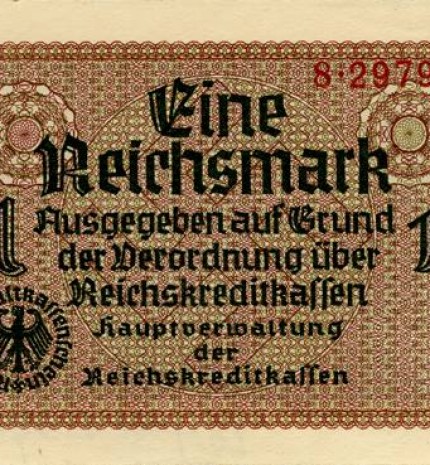 1 reichsmarkė (aversas)