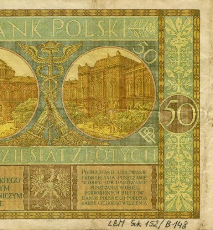 1929 m. 50 Zlotų nominalo banknotas (reversas)