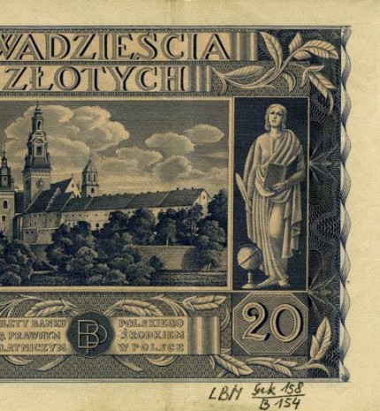 1936 m. 20 Zlotų nominalo banknotas (reversas)