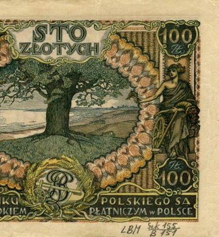 1934 m. 100 Zlotų nominalo banknotas (reversas)