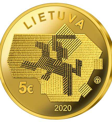 5 eurų kolekcinė aukso moneta, skirta žemės ūkio mokslams. Aversas