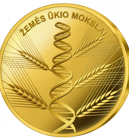 5 eurų kolekcinė aukso moneta, skirta žemės ūkio mokslams. Reversas
