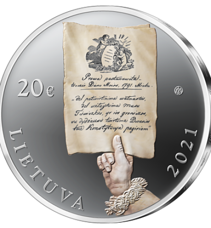Moneta, skirta 1791 m. Abiejų Tautų Respublikos Konstitucijos sukakčiai.  Reversas