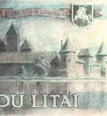 2 litas note project. 1990. Reverse