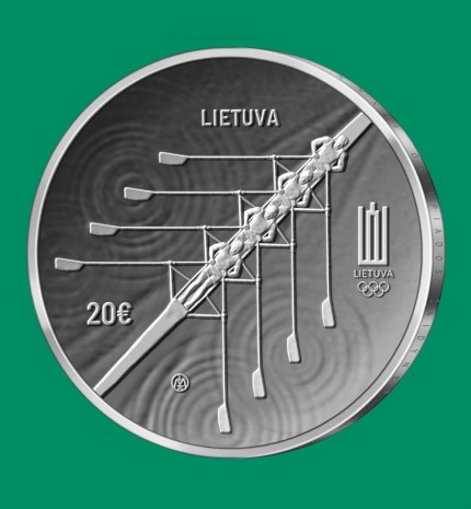20 eurų monetą, skirta XXXII olimpiadai Tokijuje. Aversas.