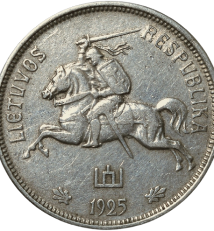 Obverse of 1, 2 and 5 litas coins issued 1925