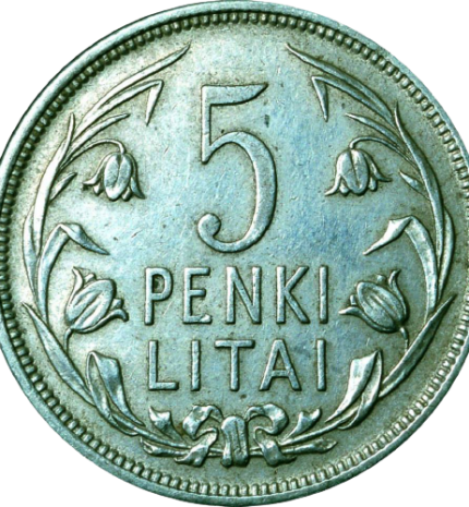 Reverse of 5 litas coin issued 1925