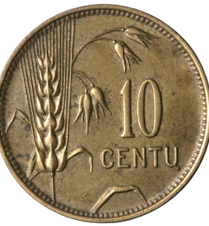Reverse of 10 centas coin issued 1925