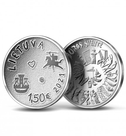 Jūros šventei skirtoje monetoje – gintaro gabalėlis