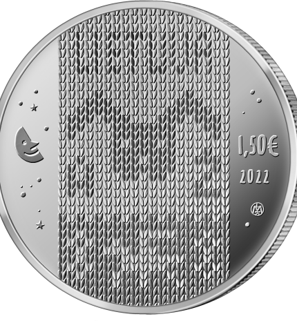 1,5 euro moneta, skirta pasakai ,,Zuikis Puikis'' (aversas)