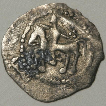 The coin of the end of 14th c. Knight on the obverse