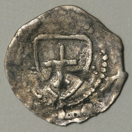 The coin of the end of 14th c. Double Cross on a Shield on the reverse