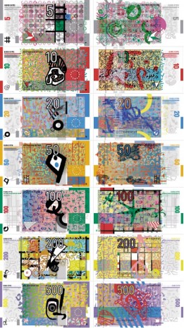Šveicaro Roger Pfund abstraktus banknotų dizainas