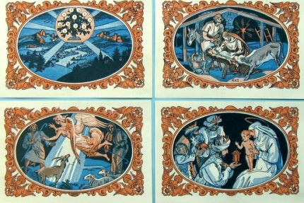 1921 m. Kalos miesto Vokietijoje 50 pfenigų notgeldai su Jėzaus gimimo istorija