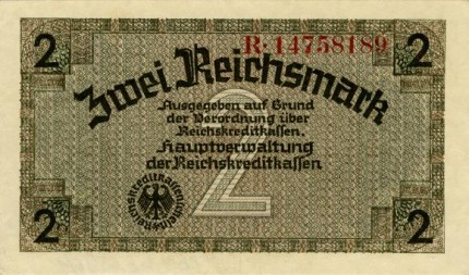 2 reichsmarkės (aversas)