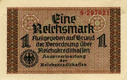 1 reichsmarkė (aversas)