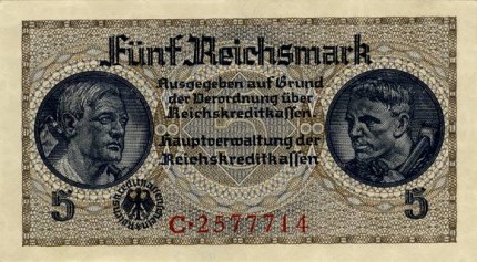 5 reichsmarkės (aversas)