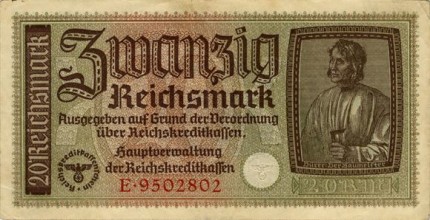 20 reichsmarkių (aversas)