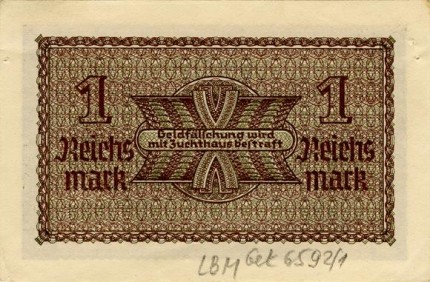 1 reichsmarkė (reversas)