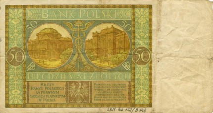 1929 m. 50 Zlotų nominalo banknotas (reversas)