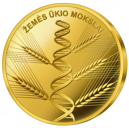 5 eurų kolekcinė aukso moneta, skirta žemės ūkio mokslams. Reversas