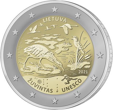 2 eurų monetoje – Žuvinto rezervato gamtiniai turtai