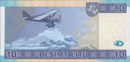 10 litas note issued 2007. Reverse.