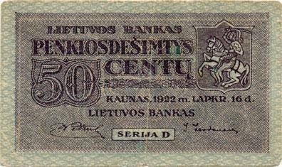 Banknote of 50 cents. 1922