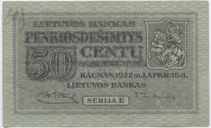 Fake banknote of 50 cents. 1922