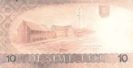 10 litas note project. 1990. Reverse