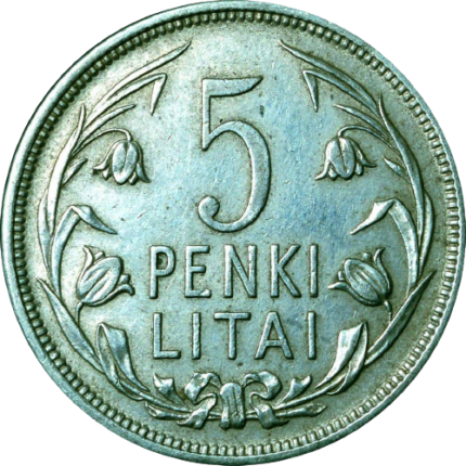 Reverse of 5 litas coin issued 1925