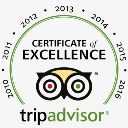 Certificate of Excellence from Tripadvisor