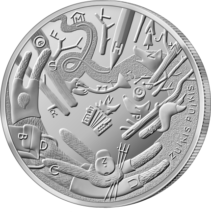 1,5 euro moneta, skirta pasakai ,,Zuikis Puikis'' (reversas)
