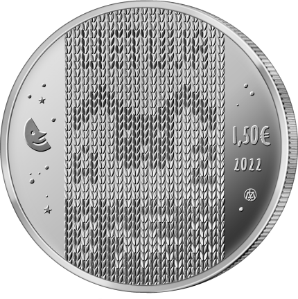 1,5 euro moneta, skirta pasakai ,,Zuikis Puikis'' (aversas)